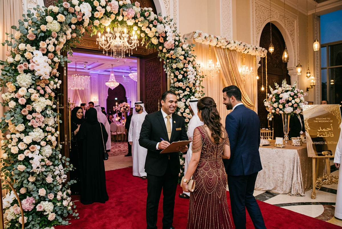 Elegant wedding guest reception and management