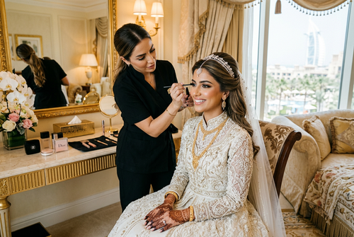 Professional bridal makeup and hair styling
