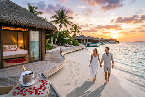 Romantic honeymoon destination luxury beach resort